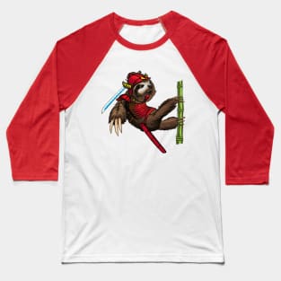 Sloth Samurai Graphic Art Baseball T-Shirt